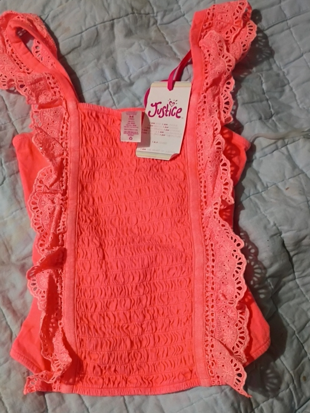 New Justice Girls Size 10 Medium Coral Fashion Grommet tank .